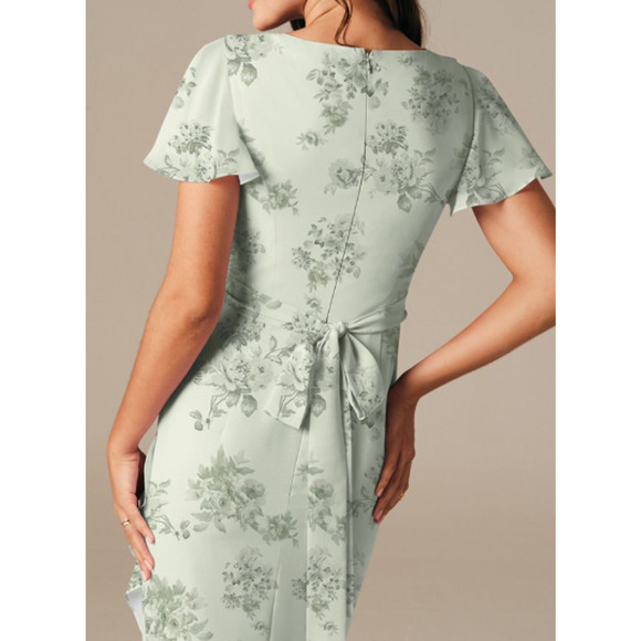 AW BRIDAL 10 L Pistachio Green Penoy floral Celia formal maxi dress NEW b95 - Picture 2 of 9